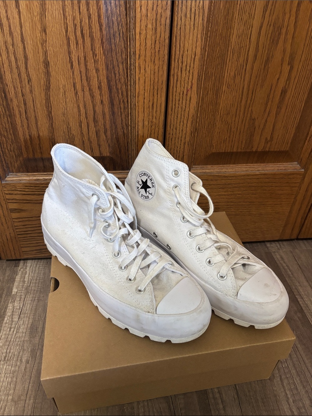 Converse White Platform High-Top Sneakers